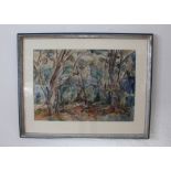 Aquarell "Wald im Tessin 1944", Künstler: Manfred Henninger, 1894-1986,  