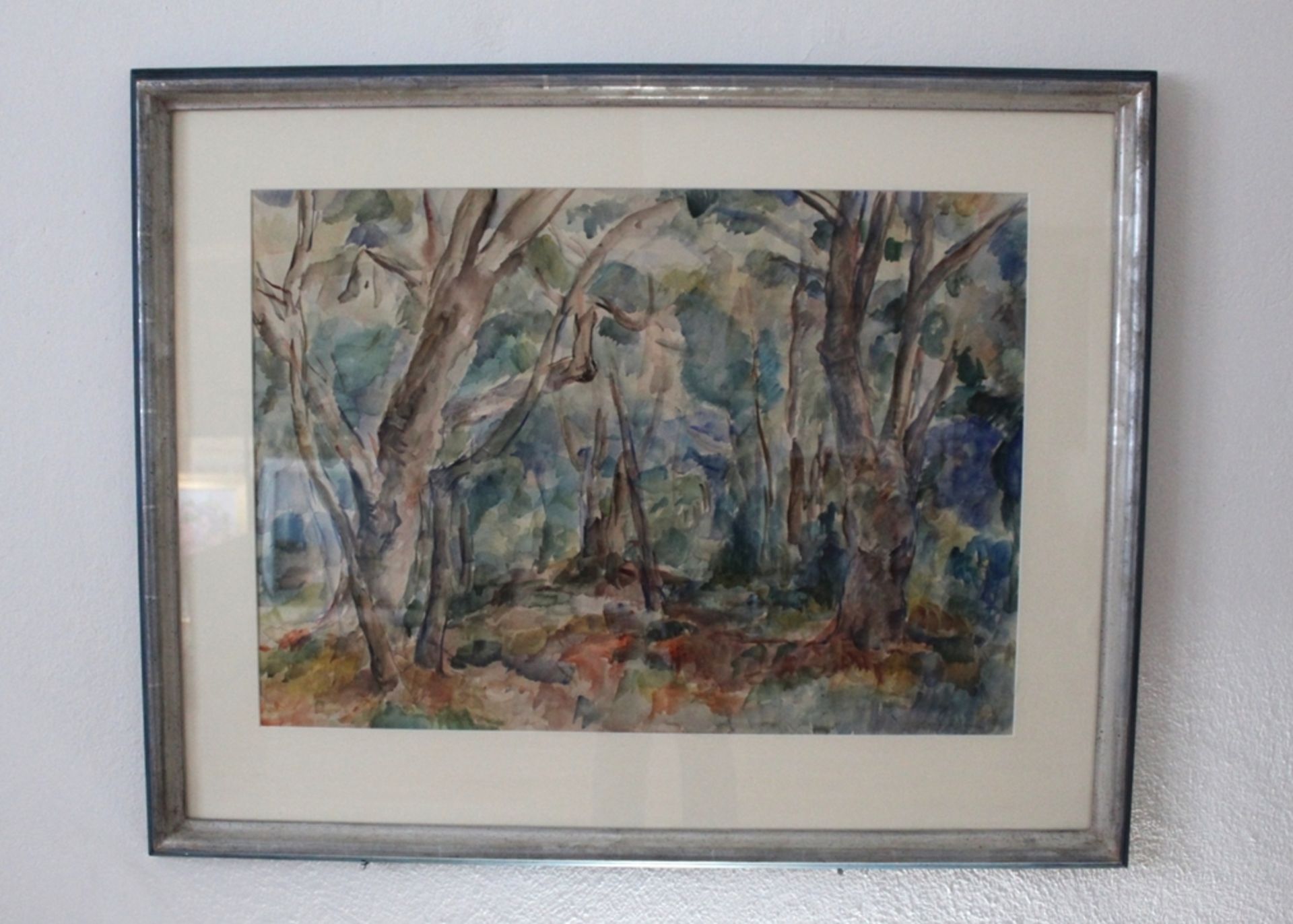 Aquarell "Wald im Tessin 1944", Künstler: Manfred Henninger, 1894-1986,  