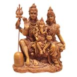 Hinduistische Figur mit Darstellung von Shiva, Parvati und Ganesha; neuzeitliche Ausformung aus Res