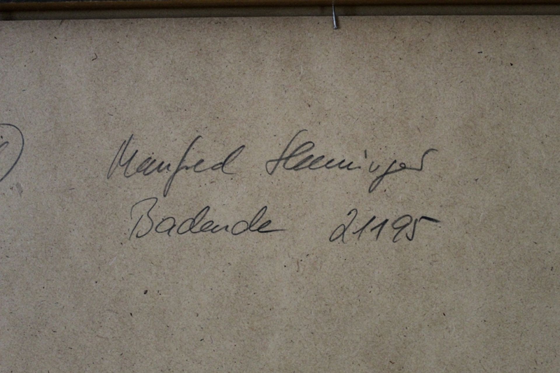 Aquarell "Badende 1", Künstler: Manfred Henninger, 1894-1986,  Maß mit Rahmen ca.: HxB 71x80cm; Maß - Bild 3 aus 5