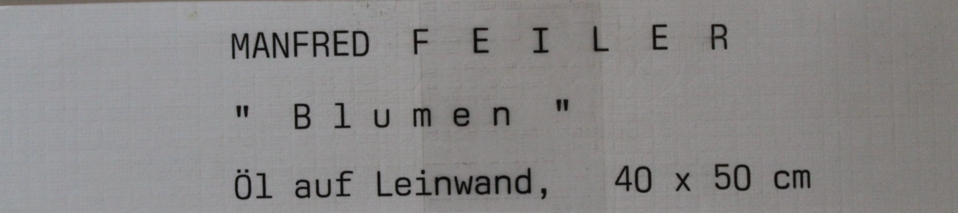 Gemälde "Blumen", Künstler: Manfred Feiler, Öl auf Leinwand,  Maß mit Rahmen ca.: HxB 71x60cm; Maß  - Bild 4 aus 4