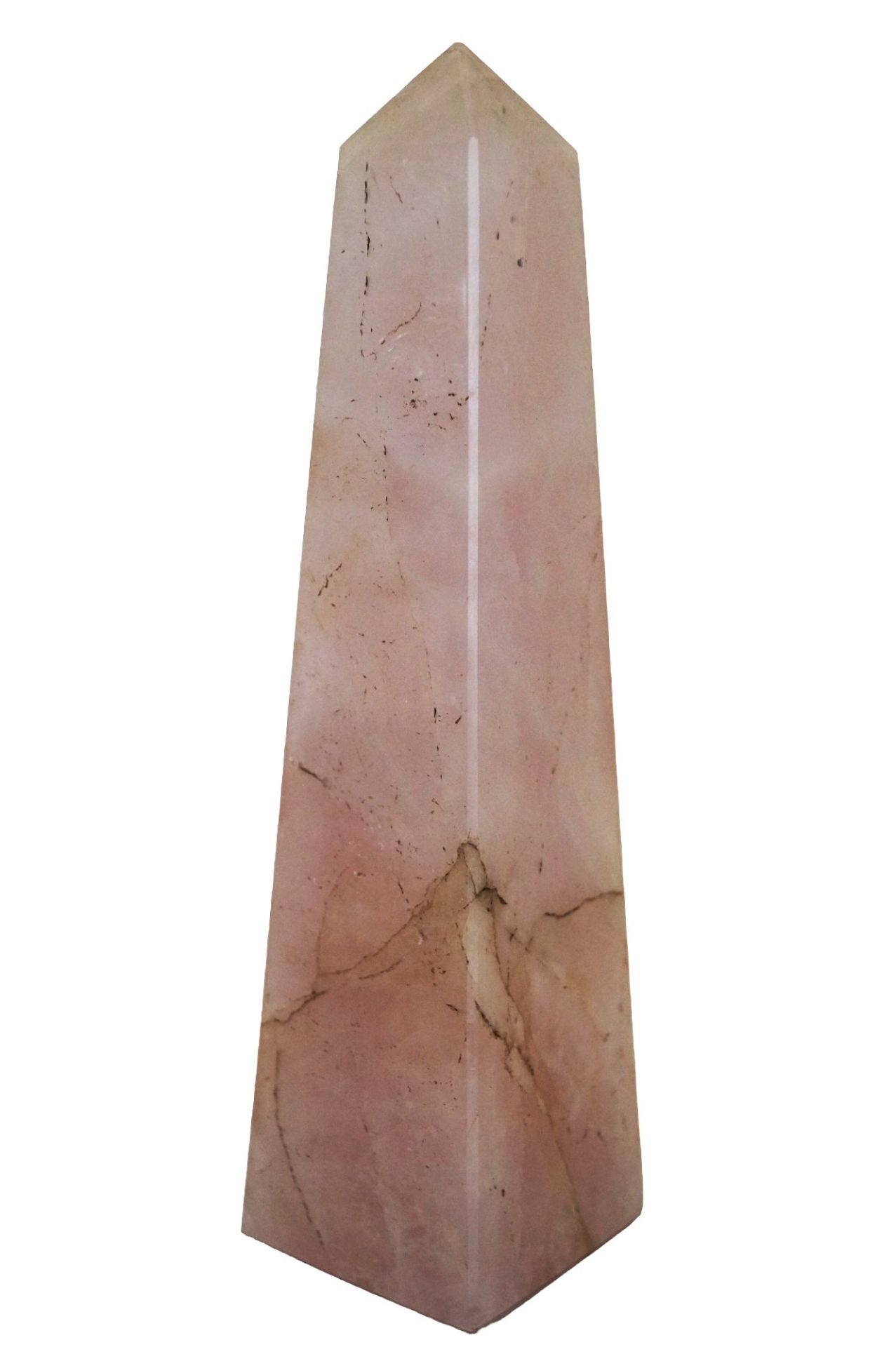 Größerer Obelisk aus wohl brasilianischem Rosenquarz; guter, dekorativer Zustand; Durchmesser ca. 6 - Bild 2 aus 2