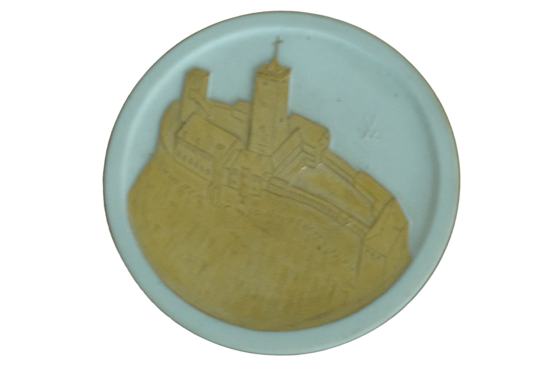 Meissen Porzellan-Medaille in Reliefform mit Darstellung der Wartburg als Erinnerungsmedaille für r - Bild 3 aus 4