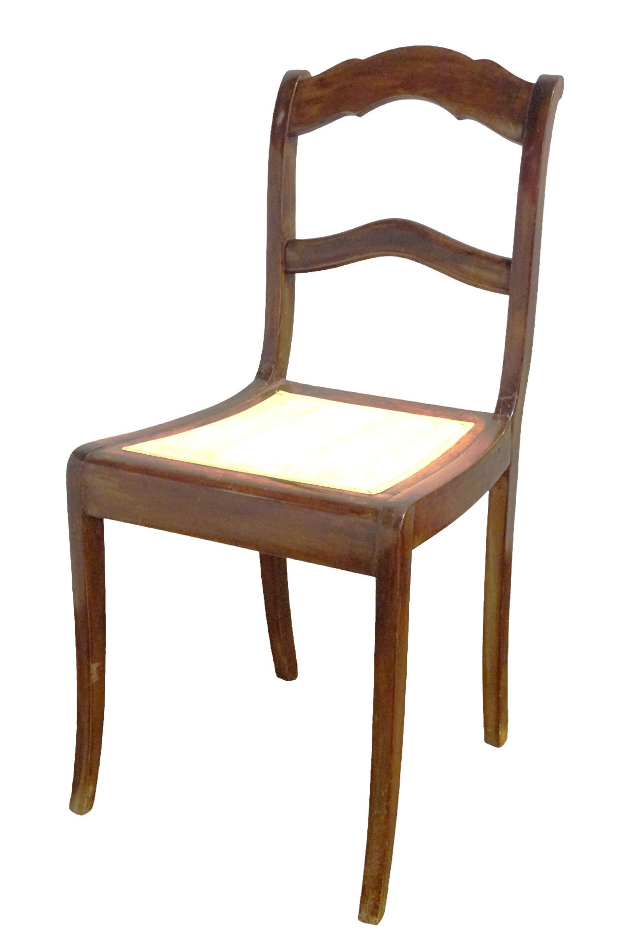 6 Stühle im Biedermeierstil; wohl um 1890; Nussbaum, teilmassiv; Sitzflächen gepolstert und überwie - Bild 4 aus 4
