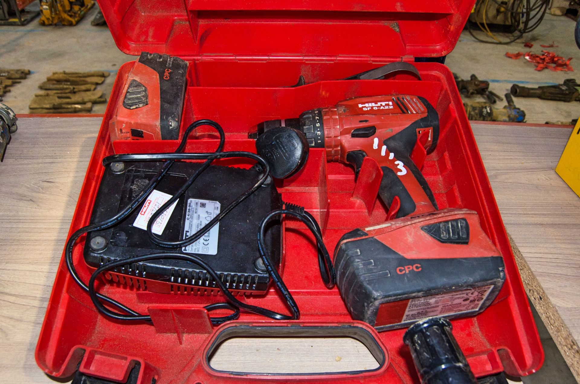 Hilti SF6(H)-A 18v cordless power drill c/w 2 batteries, charger and carry case A784832