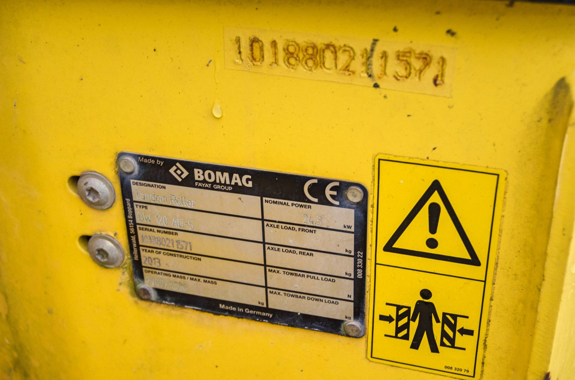 Bomag BW120 AD-5 double drum ride on roller Year: 2013 S/N: 21571 Recorded Hours: 1001 2069 ** - Image 22 of 22