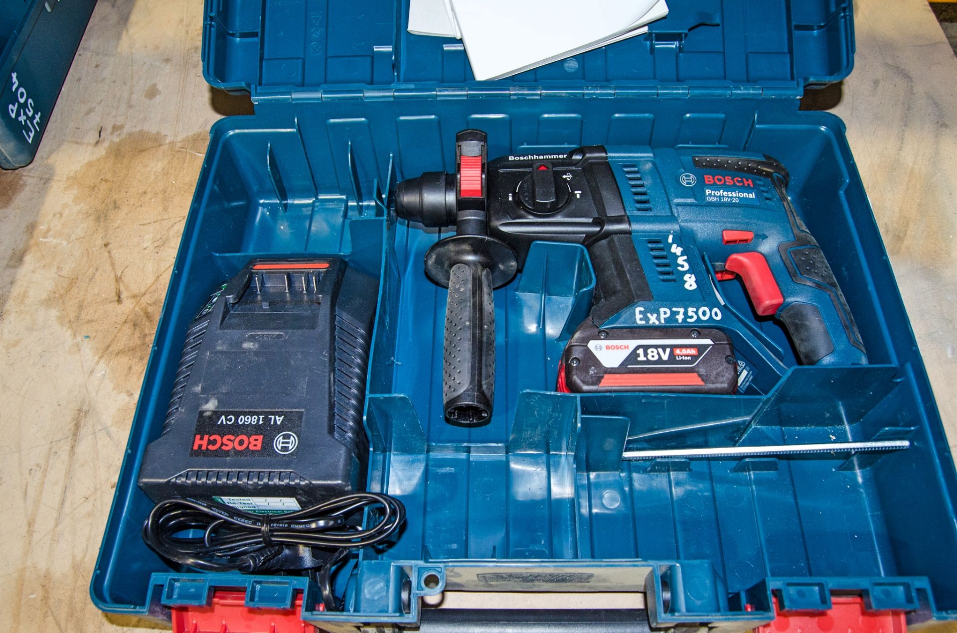 Bosch GBH 18v-20 18v cordless SDS rotary hammer drill c/w battery, charger and carry case EXP7500