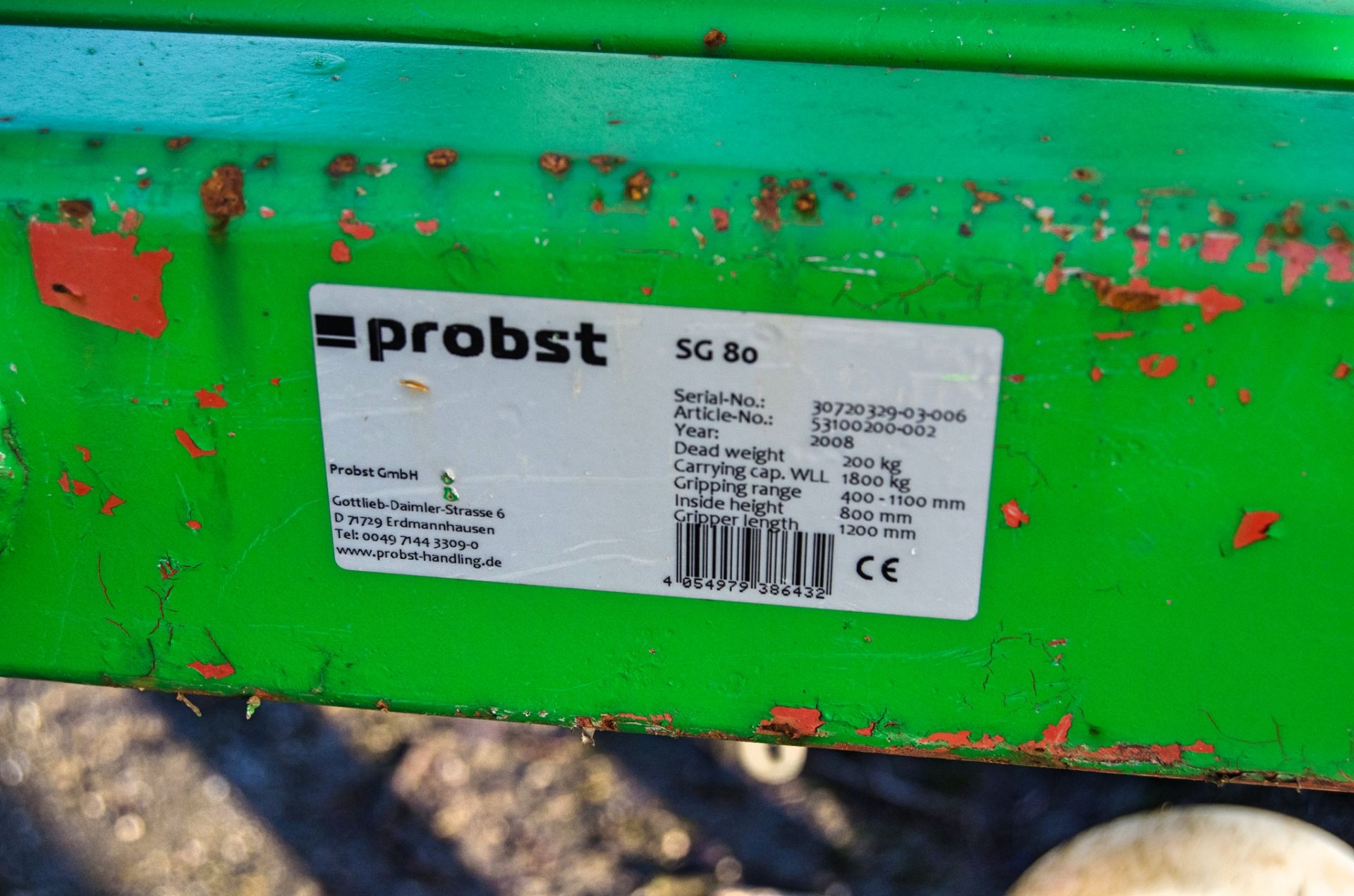 Probst SG80 1800 kg block grab A686014 - Image 3 of 3