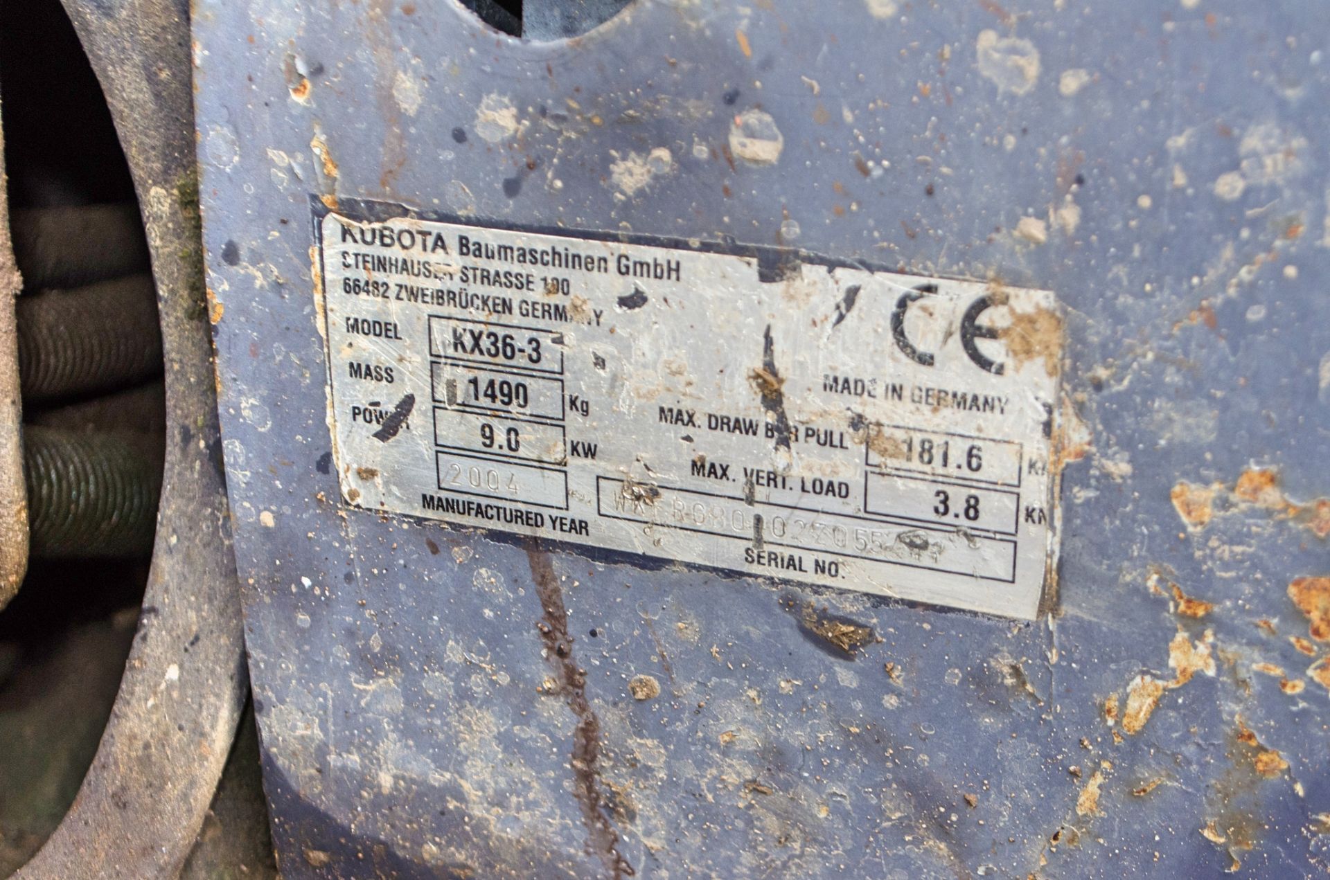 Kubota KX36-3 1.5 tonne rubber tracked mini excavator Year: 2004 S/N: 554433 Recorded Hours: 3629 - Image 24 of 24