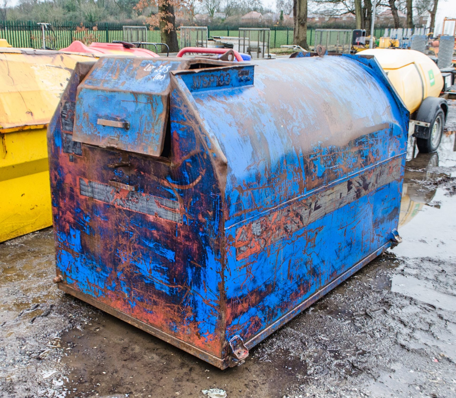 2000 litre static bunded fuel bowser c/w manual pump, delivery hose and nozzle WSP103