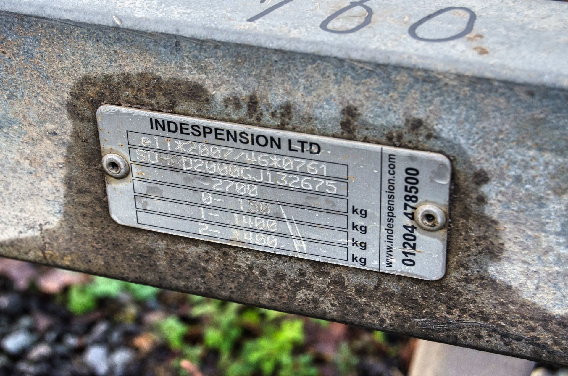 Indespension 8ft x 4ft tandem axle plant trailer S/N: 132675 A984336 - Image 7 of 7