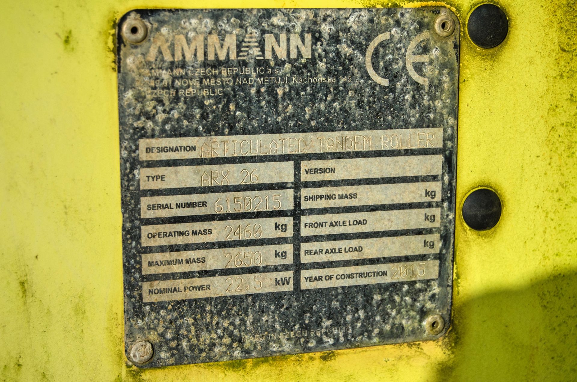 Ammann ARX26 double drum ride on roller Year: 2015 S/N: 6150215 Recorded Hours: 812 2048 - Image 21 of 21