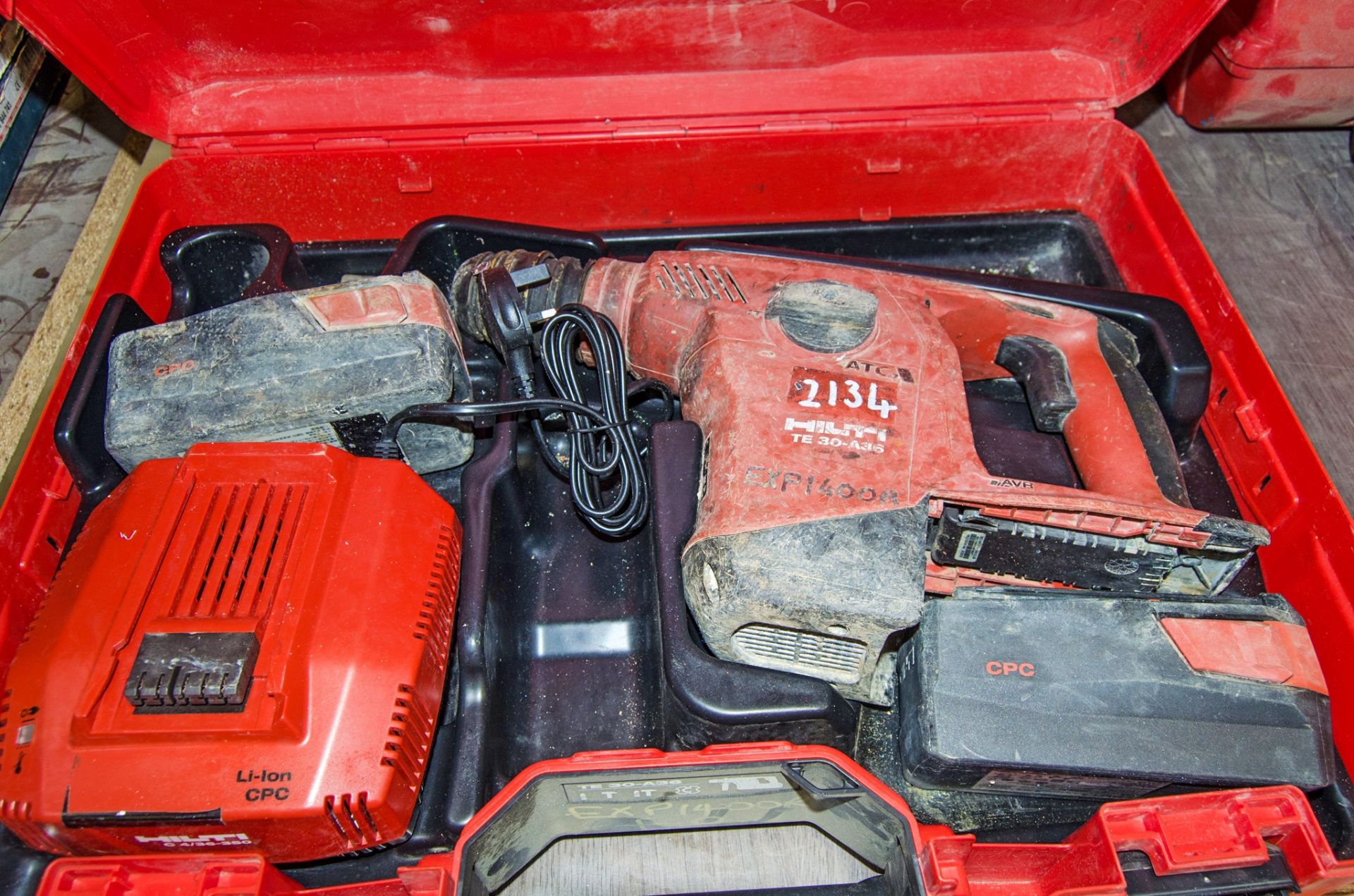 Hilti TE30-A36 36v cordless SDS rotary hammer drill c/w 2 batteries, charger and carry case