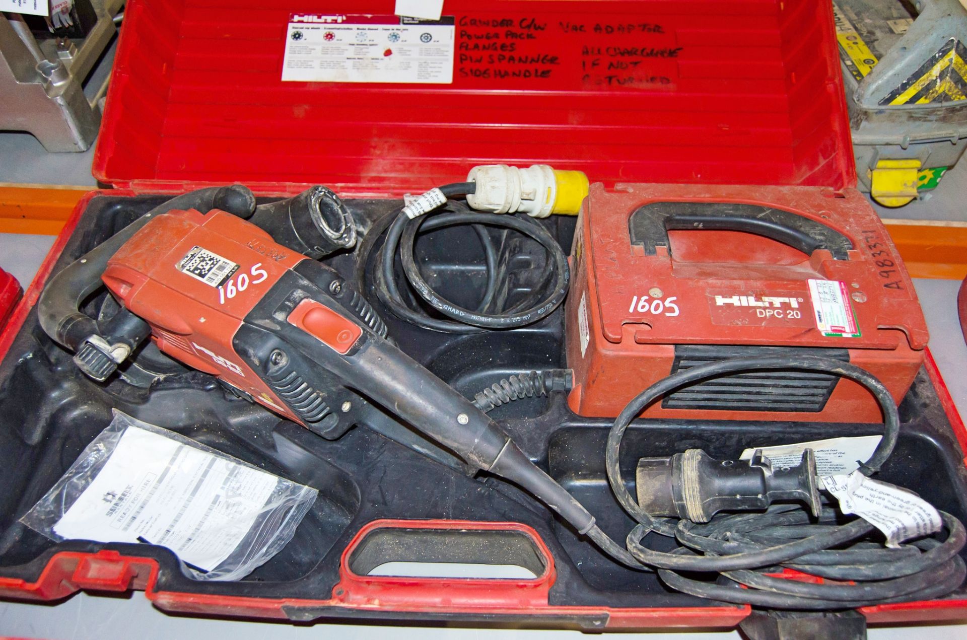 Hilti DG150 110v diamond grinder c/w Hilti DPC20 power conditioner and carry case A983371