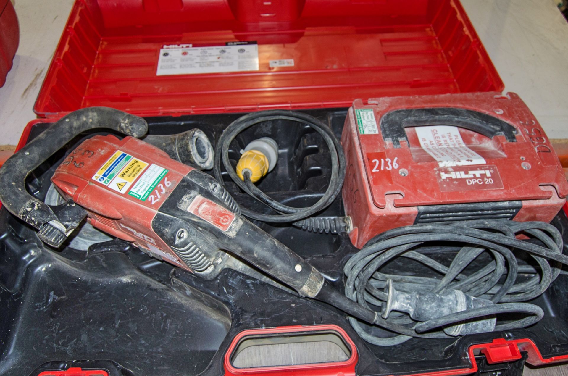 Hilti DG150 110v concrete grinder c/w Hilti DPC20 power conditioner and carry case DG63, DG56