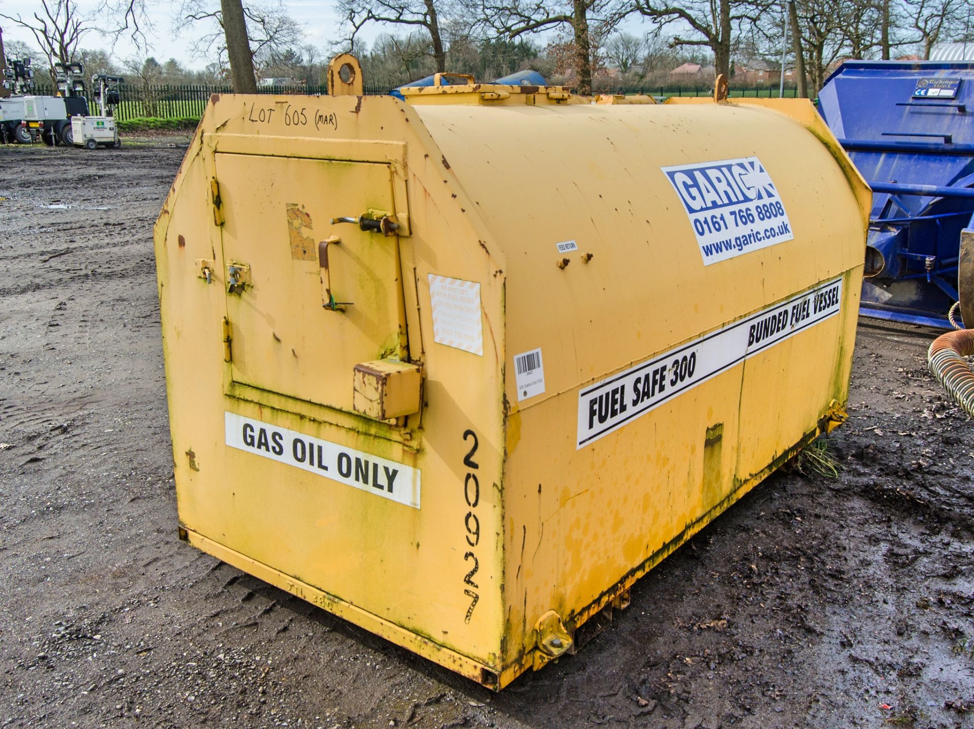 Fuel safe 1235 litre bunded fuel bowser c/w petrol driven pump, delivery hose and nozzle