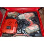 Hilti SIW 22T-A 22v cordless 1/2 inch drive impact gun c/w 2 batteries, charger and carry case