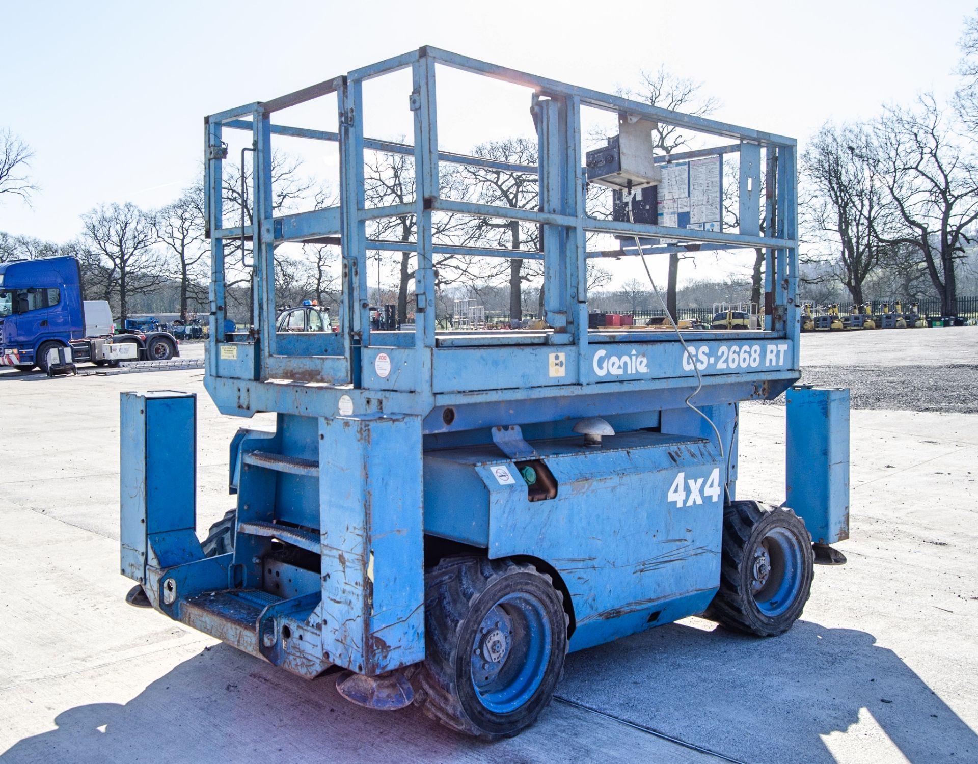 Genie GS-2668 RT 4x4 diesel driven scissor lift access platform Year: 2003 S/N: 42015 Recorded - Image 4 of 11