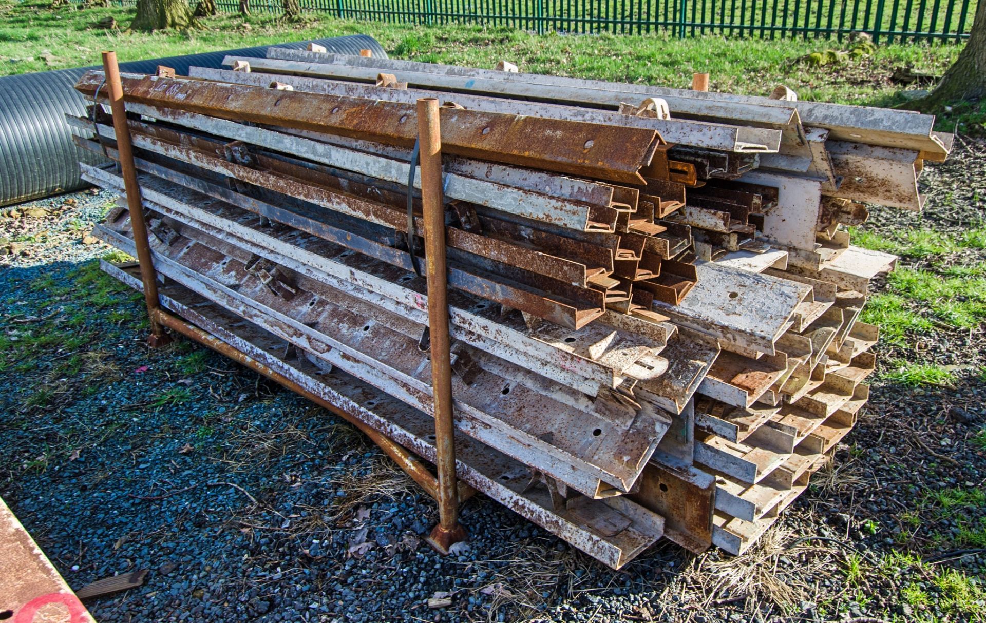 Stillage of road forms (mixed some 4 inch deep and some 8 inch deep)