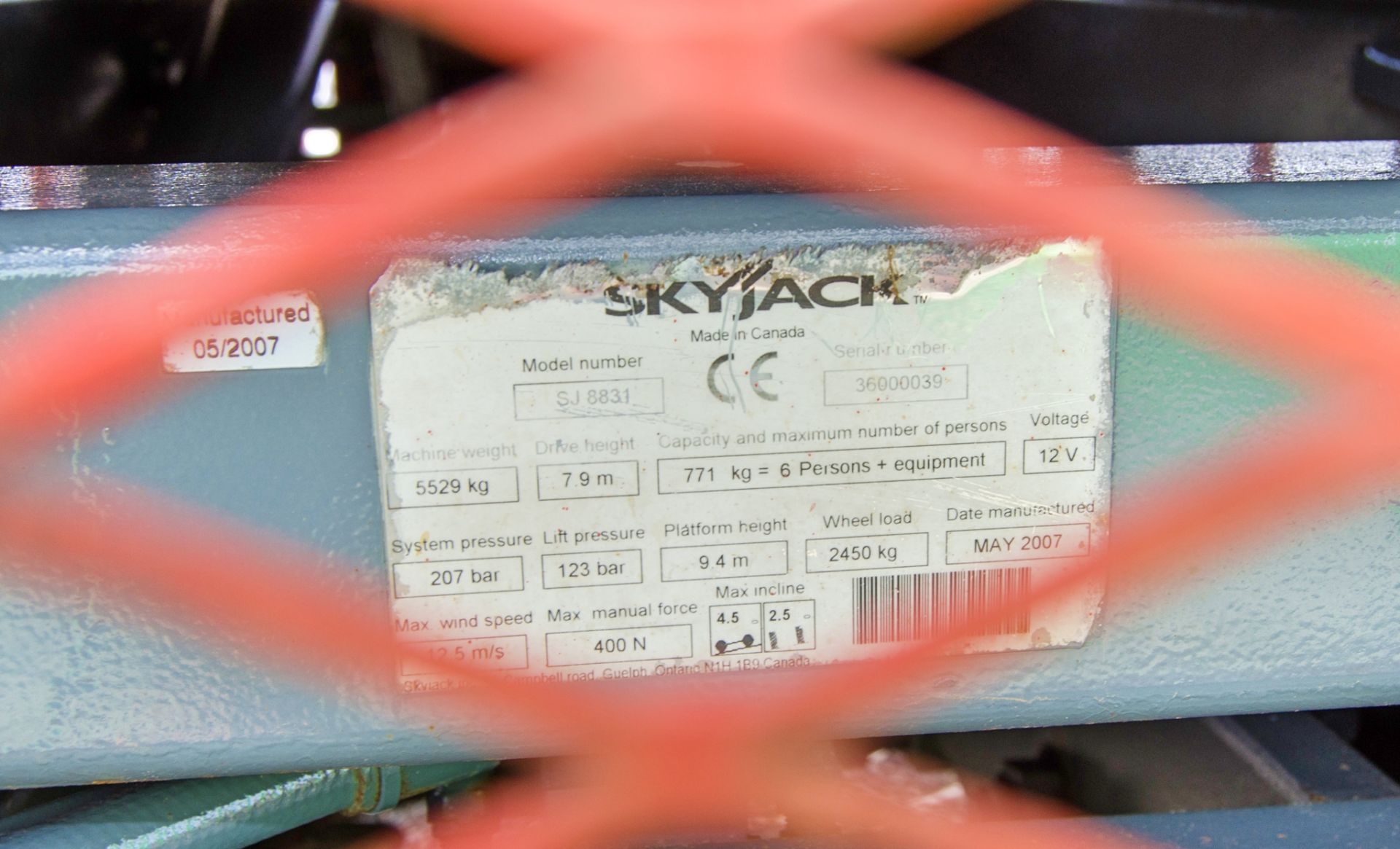 Skyjack SJ8831 diesel driven rough terrain scissor lift access platform Year: 2007 S/N: 3600039 - Image 22 of 22