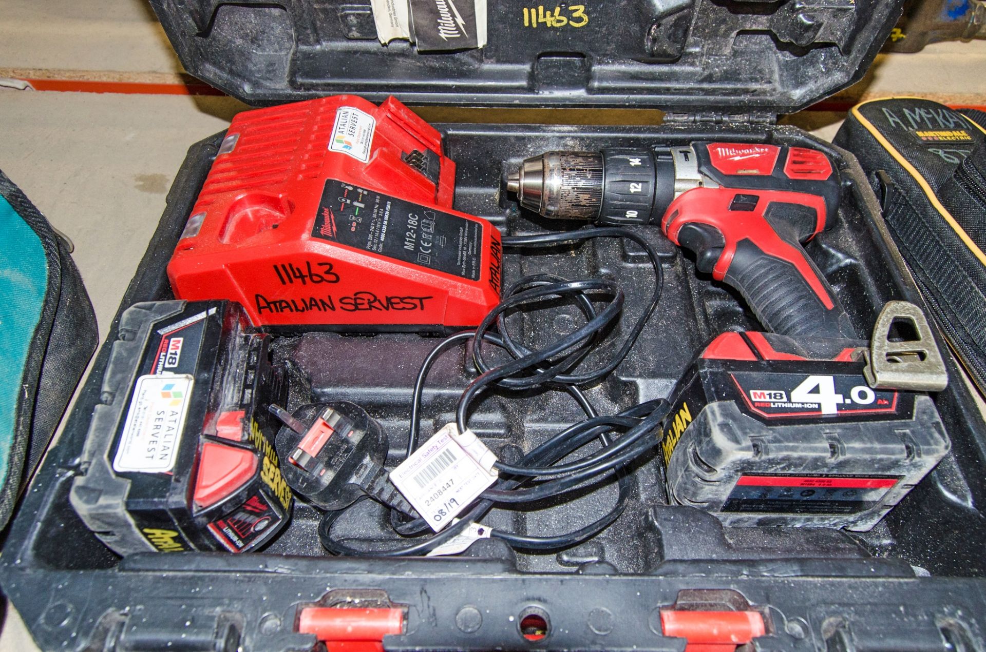 Milwaukee M18 BPD 18v cordless power drill c/w 2 - batteries, charger and carry case AS11463