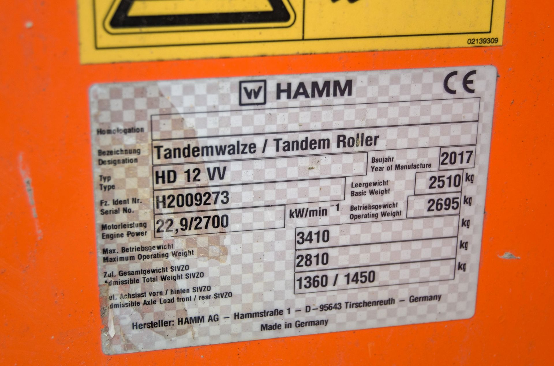 Hamm HD12VV double drum ride on roller Year: 2017 S/N: H2009273 Recorded Hours: 641 A827068 - Image 21 of 21