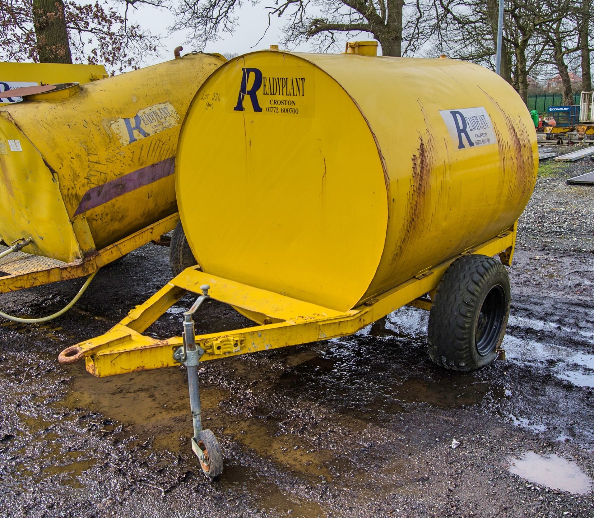 Single axle site tow mobile bunded fuel bowser c/w manual pump, delivery hose & nozzle P3615 ** No