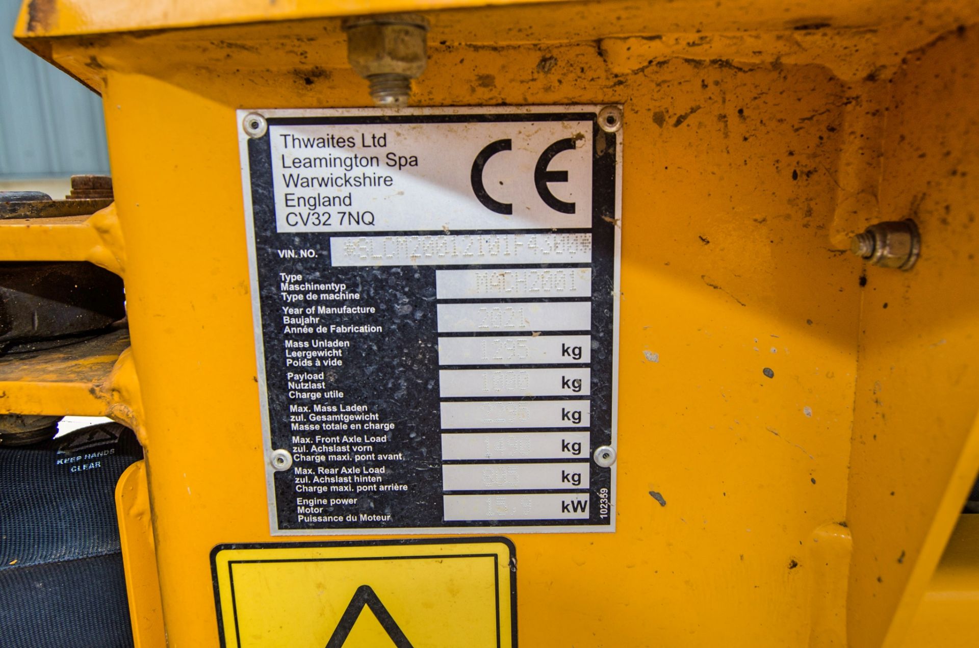 Thwaites 1 tonne hi-tip dumper Year: 2021 S/N: 2101F4300 Recorded Hours: 174 2107TWT906 - Image 23 of 23