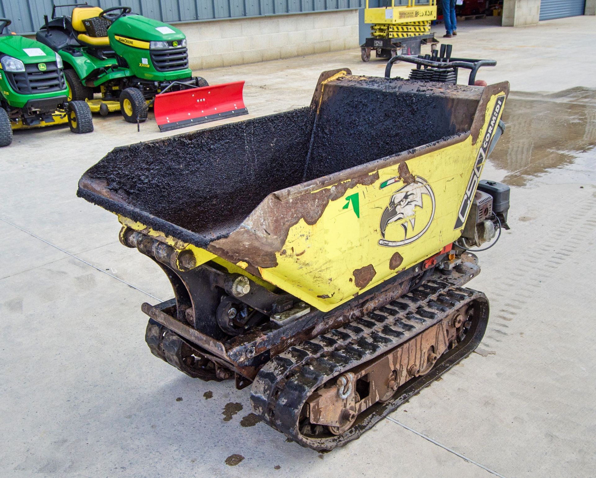 Cormidi C50 500kg petrol driven walk behind rubber tracked hi-tip dumper Year: 2017 S/N: 18821