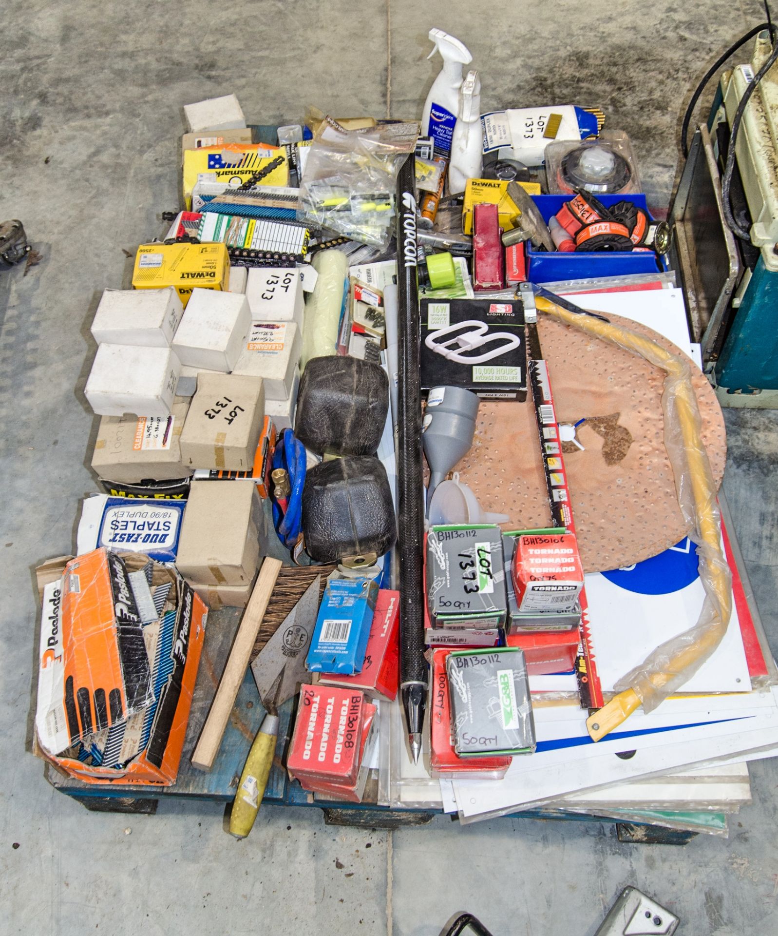 Pallet of miscellaneous consumables as photographed