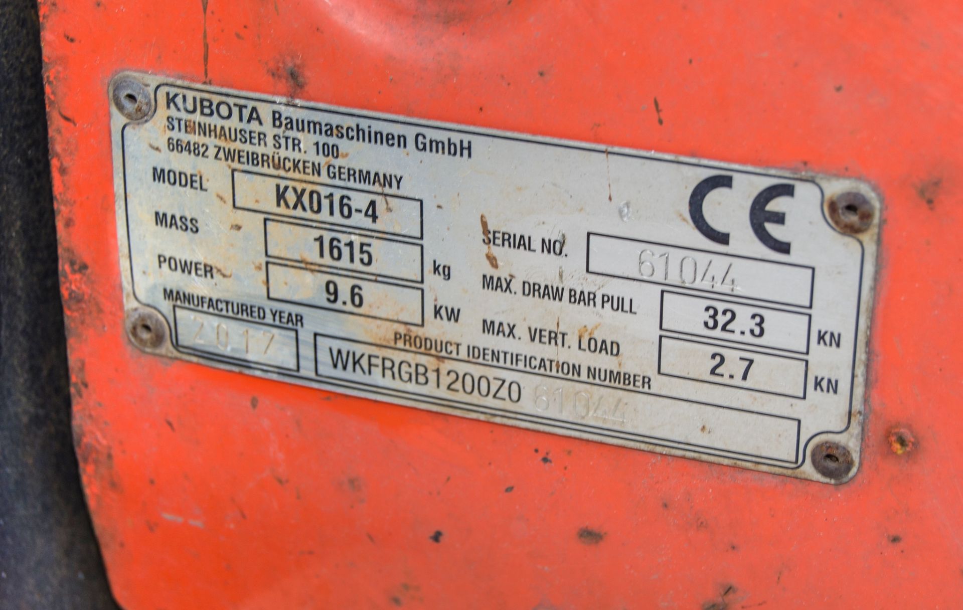 Kubota KX016-4 1.5 tonne rubber tracked excavator Year: 2017 S/N: 61044 Recorded Hours: 2260 - Bild 26 aus 26
