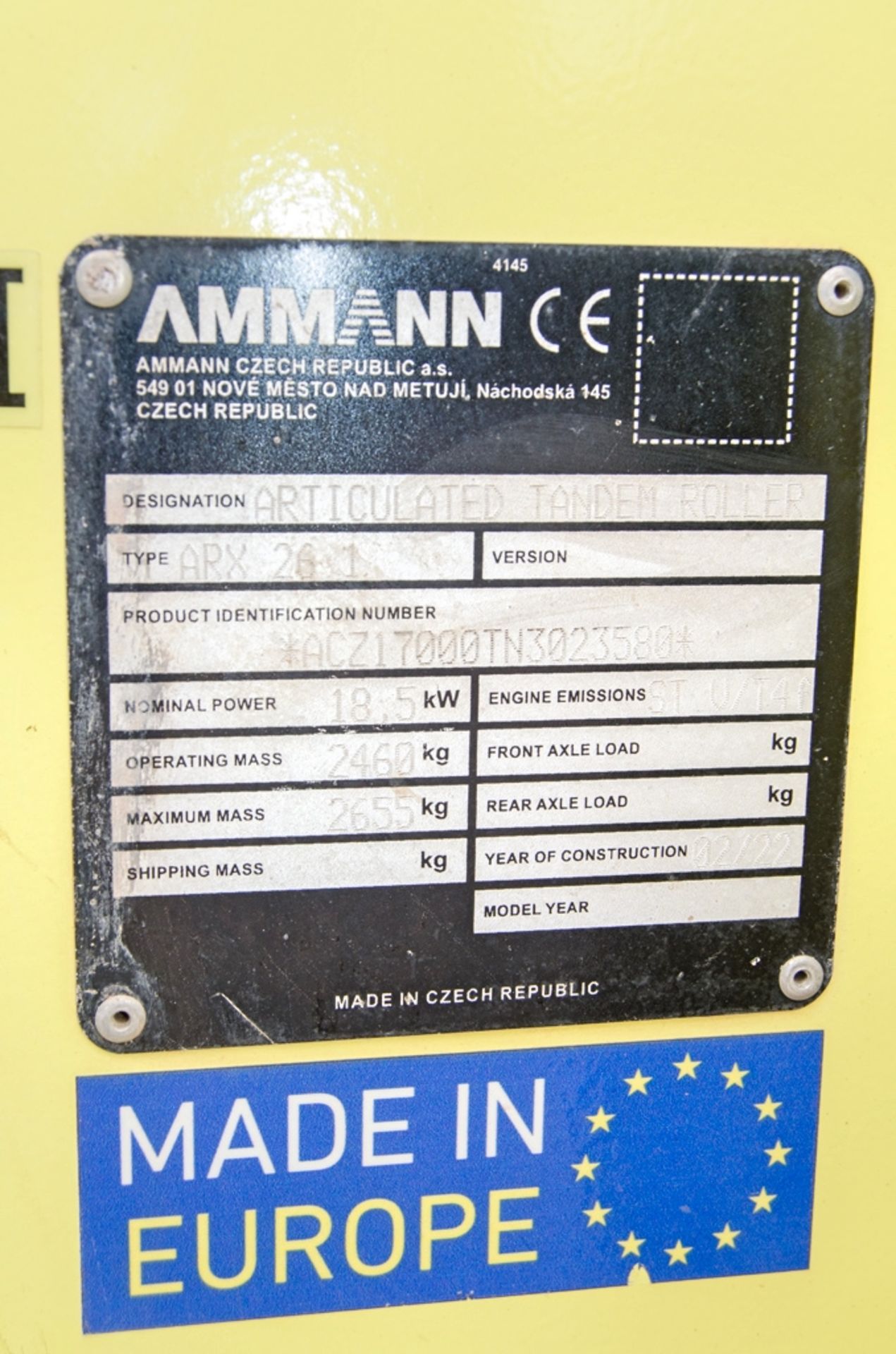 Ammann ARX 26-1 double drum ride on roller Year: 2022 S/N: 3023580 Recorded Hours: 225 RTD120130 - Bild 21 aus 21