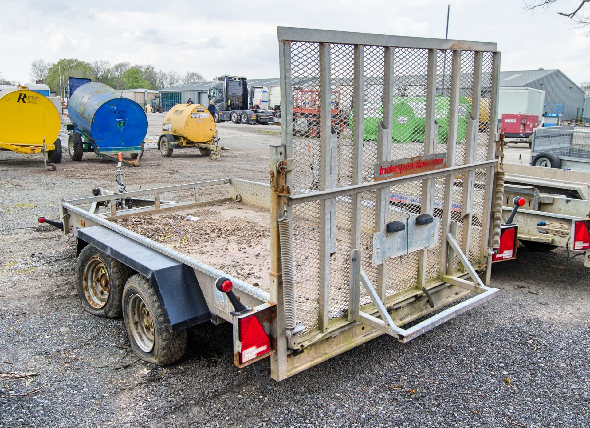 Indespension 10ft x 6ft tandem axle plant trailer S/N: 128375 A1083259 ** 1 hub bent & 2 tyres - Image 4 of 7