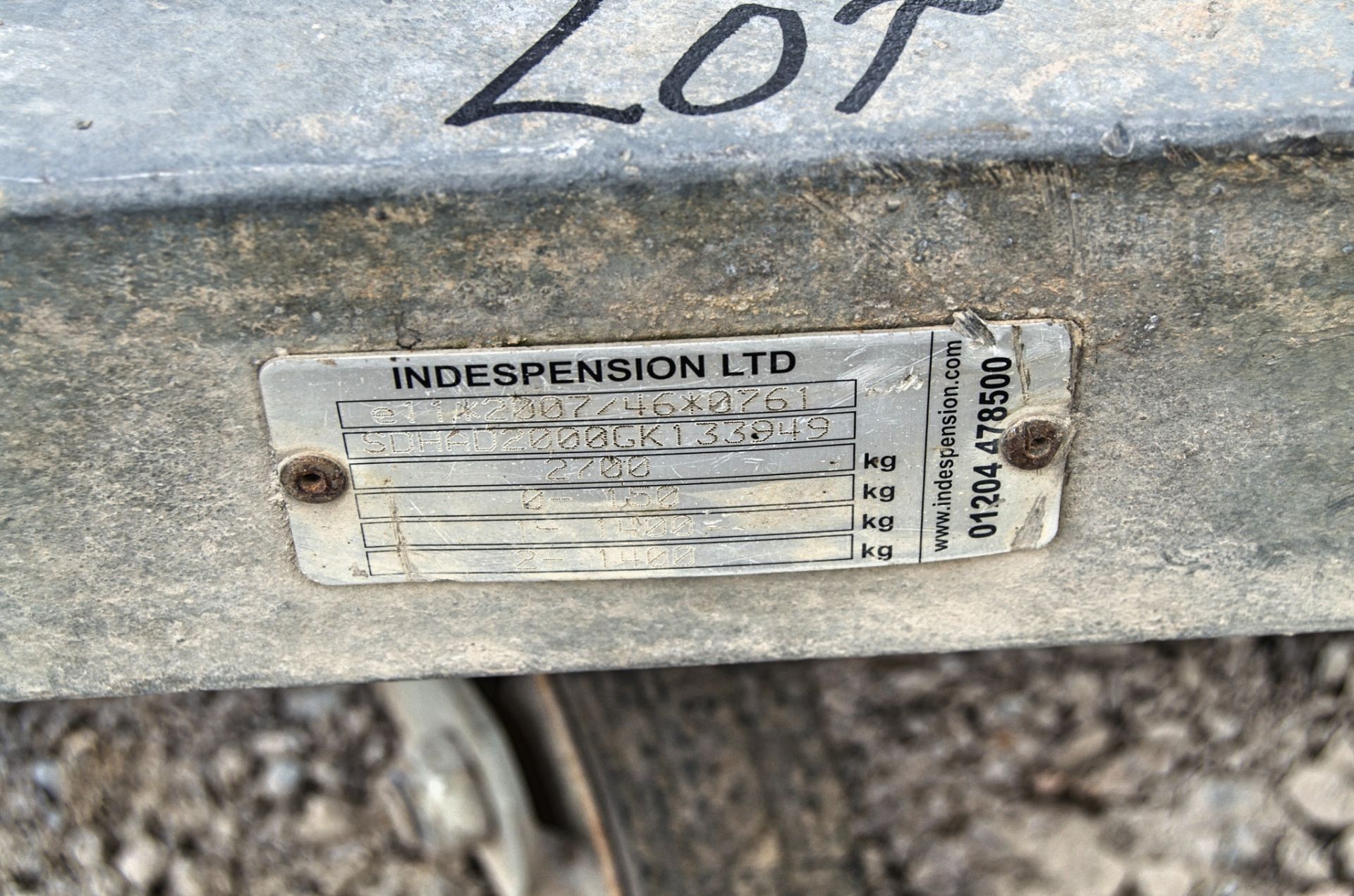 Indespension 8ft x 4ft tandem axle plant trailer S/N: 133949 A1098321 - Image 7 of 7
