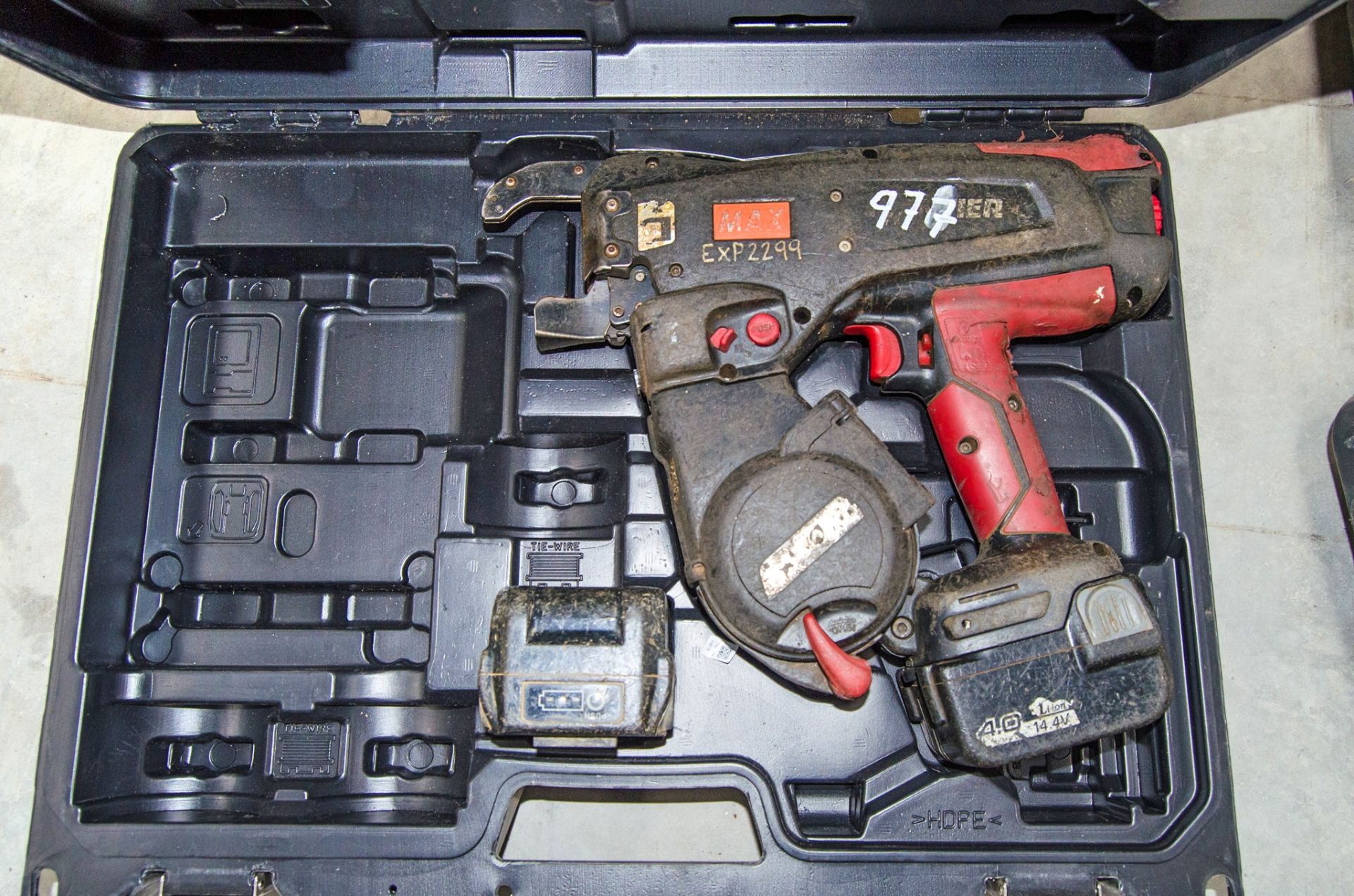 Max RB441T 14.4v cordless rebar tier c/w 2 batteries and carry case ** No charger ** EXP2299