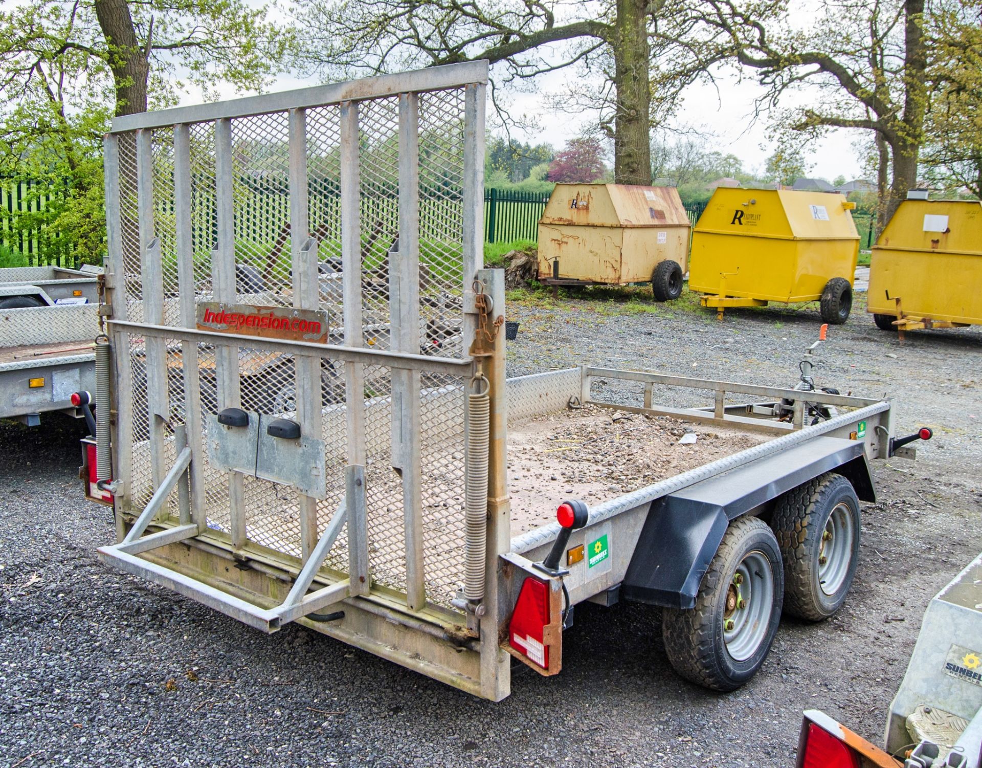 Indespension 10ft x 6ft tandem axle plant trailer S/N: 128375 A1083259 ** 1 hub bent & 2 tyres - Image 3 of 7