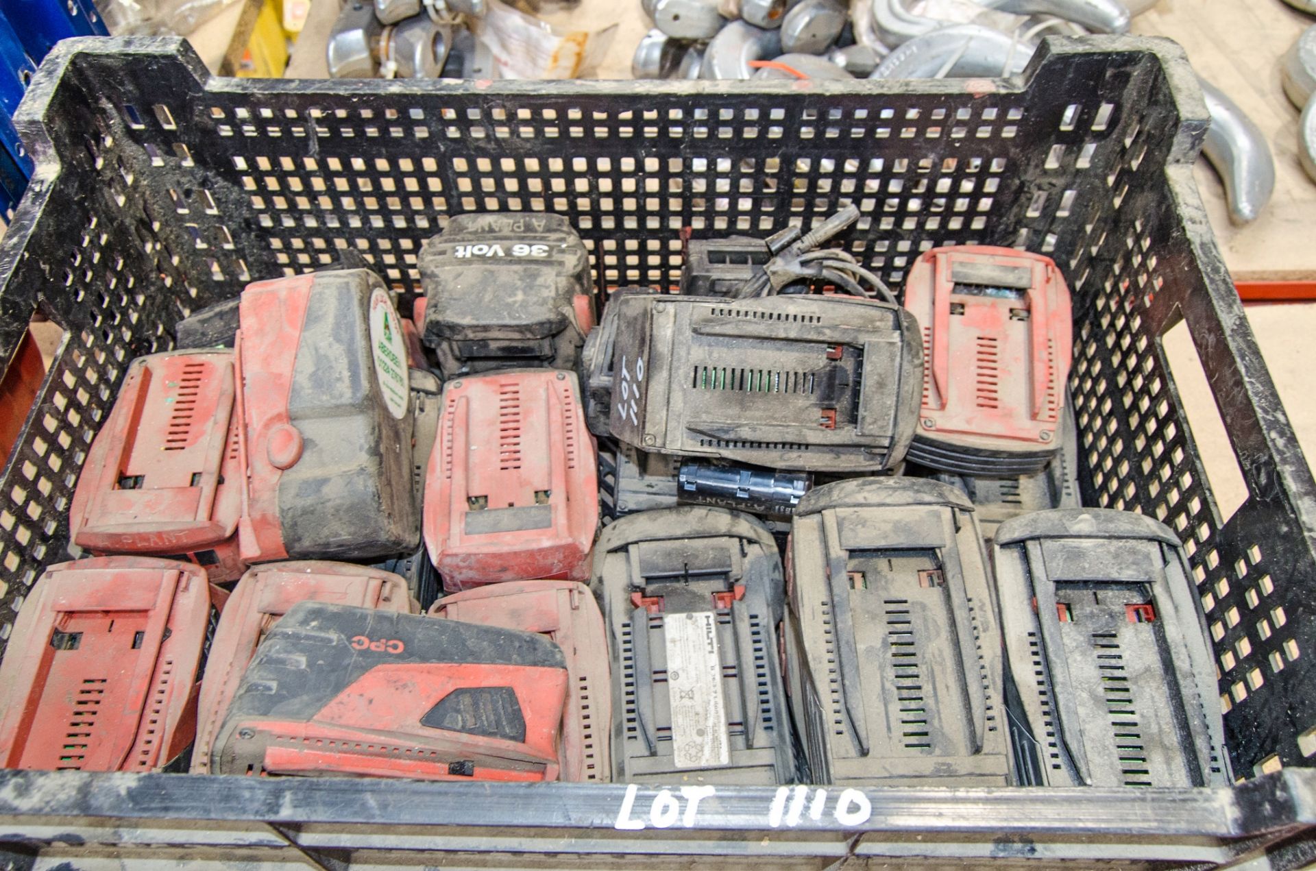 Box of various Hilti batteries