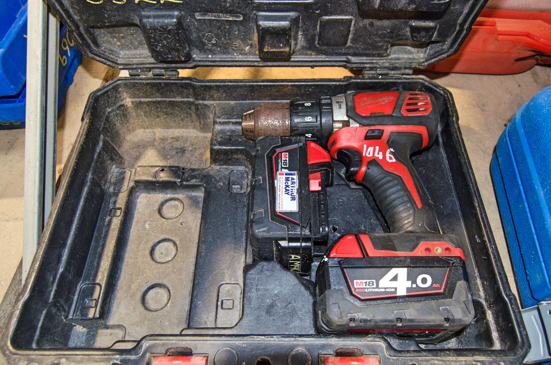 Milwaukee M18BPD 18v cordless power drill c/w 2 - batteries and carry case ** No charger ** AS5522