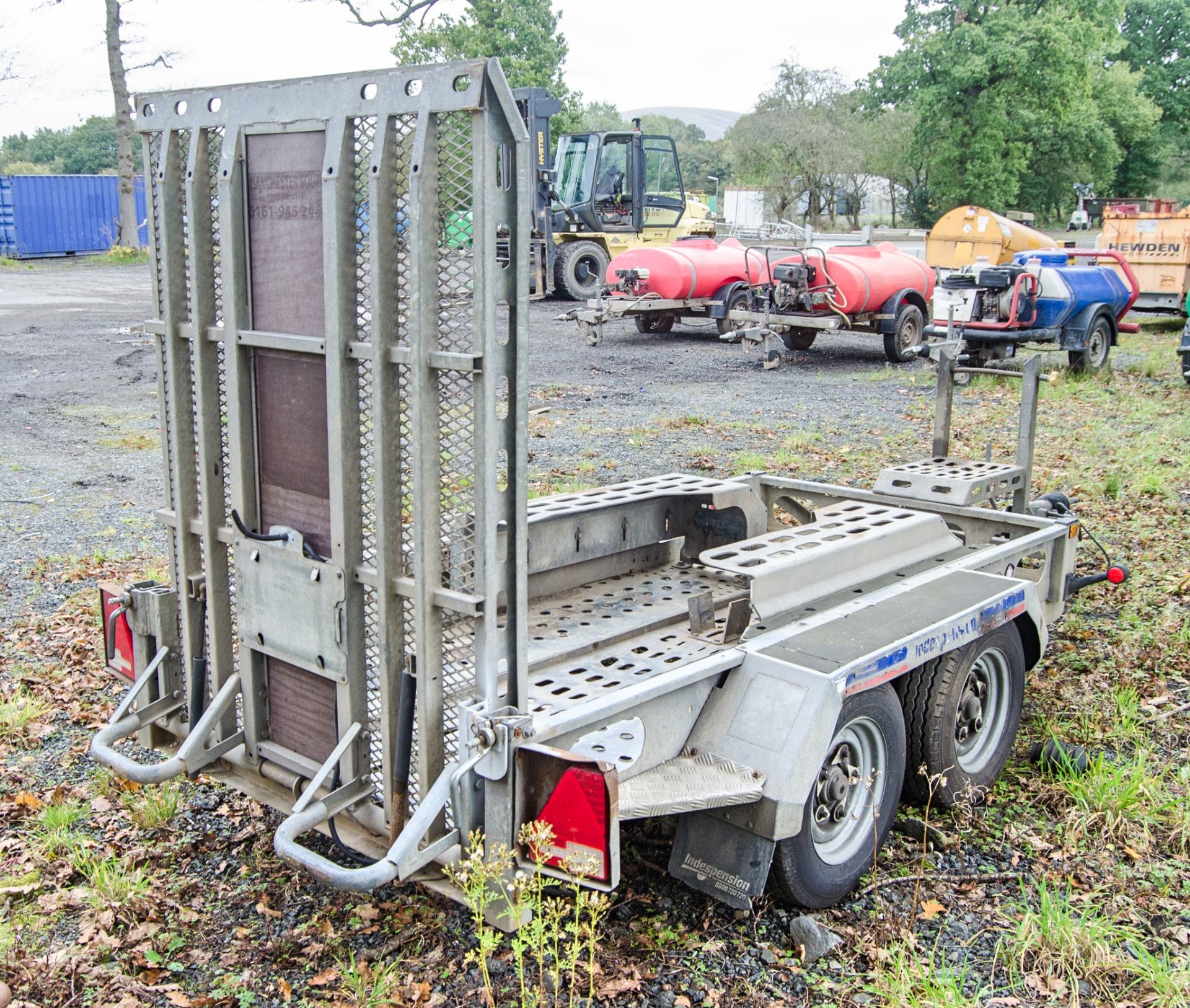 Indespension 8ft x 4 ft tandem axle plant trailer c/w Digadoc excavator docking system S/N: 127622 - Image 3 of 7