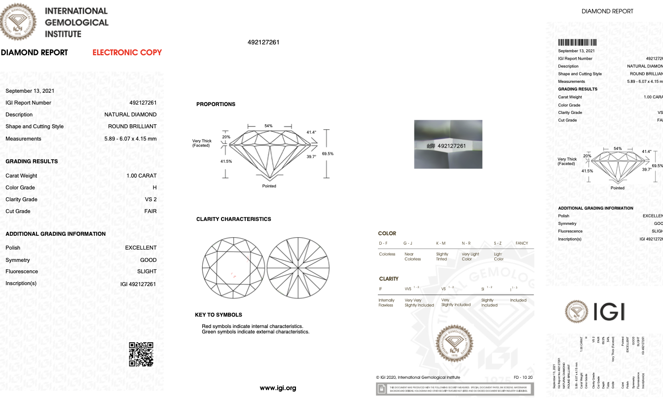Round Brilliant Cut Natural Diamond Ring 1.00 Carat H Colour VS2 Clarity EX GD - IGI - Image 10 of 10