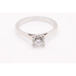 Round Brilliant Cut Natural Diamond Platinum Ring 1.00 Carat H Colour VS2 Clarity EX VG - IGI