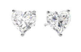 Heart Natural 2.44 Carat Diamond Earrings Set in Platinum - D Colour - VS2 Clarity - GIA