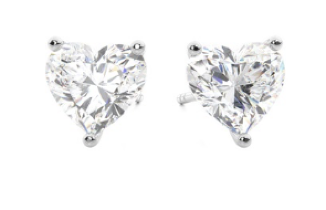 Heart Natural 2.44 Carat Diamond Earrings Set in Platinum - D Colour - VS2 Clarity - GIA