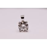 Round Brilliant Cut 2.57 Carat Diamond 18kt White Gold Pendant - F Colour VS1 Clarity - 'IGI'