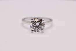 ** ON SALE ** Round Brilliant Cut 2.53 Carat Diamond 18kt White Gold Ring - E Colour VS1 Clarity