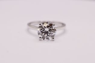 ** ON SALE ** Round Brilliant Cut 2.53 Carat Diamond 18kt White Gold Ring - E Colour VS1 Clarity