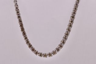 Round Brilliant Diamond Tennis Necklace 40 Carats Set in 18kt White Gold - IGI