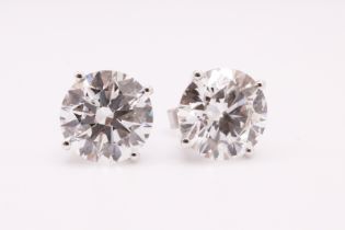 Round Brilliant Cut 8.93 Carat Diamond 18kt White Gold Earrings- F/E Colour VVS2 Clarity IGI