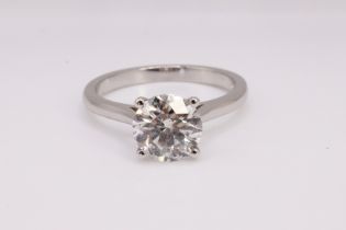 ** ON SALE ** Round Brilliant Cut Natural Diamond 2.00 Carat Colour D Clarity VS2 Platinum Ring