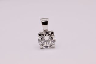 Round Brilliant Cut 1.24 Carat Diamond 18kt White Gold Pendant - D Colour VVS2 Clarity